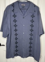 Vintage YMLA Shirt Mens Large Dark Grey Button Up Camp Party Club Casual... - £15.14 GBP