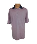 Footjoy Golf Polo Shirt Men Size Large Blue Pink Striped - £26.81 GBP