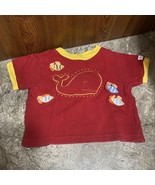 Vintage McBaby &#39;Best Buddies&#39; Red Short Sleeve Whale Fish Shirt Size 6-9... - $34.17 CAD