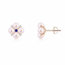 Authenticity Guarantee 
ANGARA Japanese Akoya Pearl Floral Stud Earrings with... - £782.26 GBP