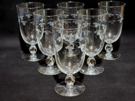 Vintage Libbey Glass Fairfax Footed Ice Tea Goblet Etched Floral Vine - Set Of 6 - £30.34 GBP