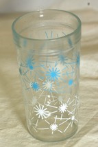 Drinking Glass Tumbler Starburst Blue &amp; White Unknown Maker - $9.89