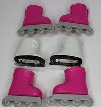 White &amp; Hot Pink Roller &amp; Ice Skates Shoes for 18&quot; American Girl Doll 3 Pairs - £11.18 GBP