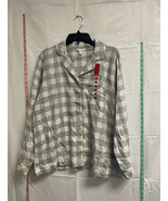 MSRP $60 Charter Club Grey And Sliver Plaid Button Up Pajama Top Size Sm... - $19.00