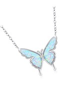 Opal Butterfly Necklace for Women 925 Sterling - £98.03 GBP