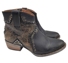 Circle G Womens Size 8.5 Boots Distressed Studded Ankle Zip Black 05071 ... - £31.98 GBP