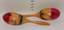 Pair of Handmade maracas Red Green Palm Trees Beach Tropical - $29.65