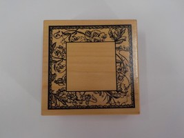 Rubber Stamp Floral Botanical Frame Id 1 3/8 Od 2 1/2 Manufactured 2000 Guc - £6.40 GBP