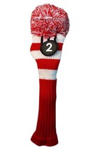 New Red White Knit Hybrid Headcover # 2 Rescue Utility Golf Club Head Cover - £12.13 GBP