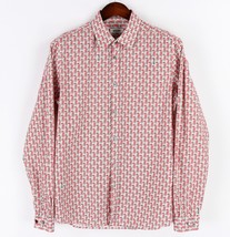 MOSCHINO Long-Sleeve Shirt Mens 15.75 - 40cm White Red Latte Fresco Print - $51.17