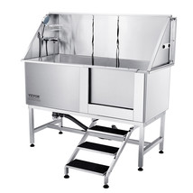 VEVOR 62&quot; Dog Cat Pet Grooming Bath Tub Stainless Steel Wash Station with Stairs - £1,039.67 GBP