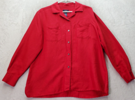Crazy Horse Shirt Women Large Red Long Sleeve Chest Pockets Collared Button Down - £14.11 GBP