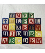 Vintage Lot of 28 Wood Alphabet Building Blocks Children&#39;s Wooden Letter... - £29.39 GBP