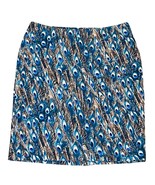 Talbots Peacock Feather Print Stretch Pencil Skirt Size 12 Petite 90s Boho - $27.99