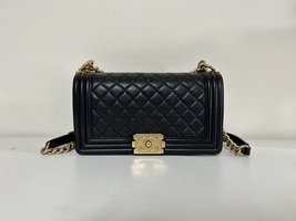 Authentic Chanel Le Boy Black Quilted Lambskin Medium Flap Bag Ghw - £5,131.70 GBP
