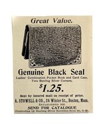 Stowell Black Seal Ladies Wallet 1894 Advertisement Victorian Fashion AD... - $19.99