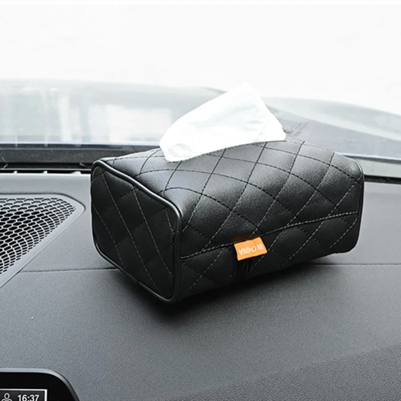 Car Sun Visor Tissue Box Case Seat Back Tissue Box Leather Toilet Paper ... - $16.74