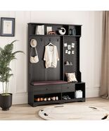 Hall Tree w/ Bench, Coat Rack &amp; Storage - Black - $5,668.14 MXN