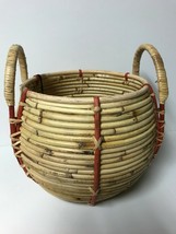 10&quot; x 10.5&quot; Round Rattan Basket with Handle Natural - £9.32 GBP