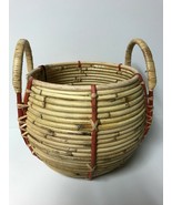10&quot; x 10.5&quot; Round Rattan Basket with Handle Natural - £9.34 GBP