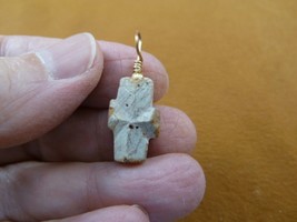 (CR502-14) 3/4&quot; Fairy Stone Pendant CHRISTIAN CROSS Staurolite Crystal GOLD - £16.29 GBP