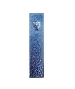 Rite Lite Blue Pebbled Glass Art Mezuzah Cover Handcrafted with Silver A... - $15.83