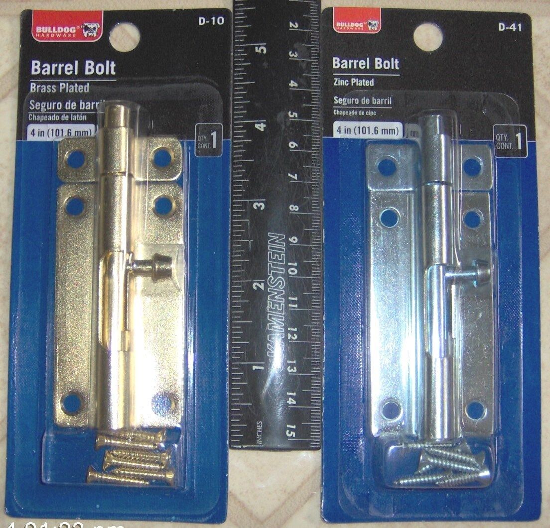 4&quot; BARREL BOLT Zinc Plated Brass OR Silver gate cabinet door SLIDING LAT... - $14.01+