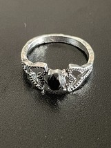 Vintage Onyx Stone Silver Plated Woman Ring Size 7 - $6.93