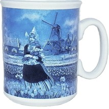 Holland Delft Blue JC Van Hunnik Tulip Time Girl Dog Windmills Farmer Coffee Mug - £26.14 GBP