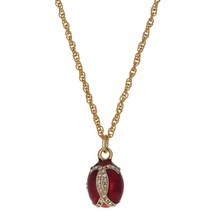 Venetian Elegance: 20-Inch Red Crystal Royal Egg Pendant Necklace - £23.17 GBP