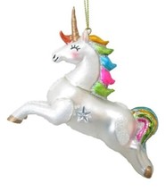 December Diamonds 79-81350 Glass &amp; Resin Rainbow Unicorn 4.5&quot; Ornament - £17.43 GBP