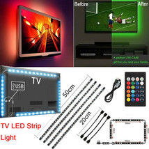 Tv Led Backlight 4 X 50Cm Usb Rgb 5050 Strip Light Remote Kit 5V 30Leds/M - £16.11 GBP