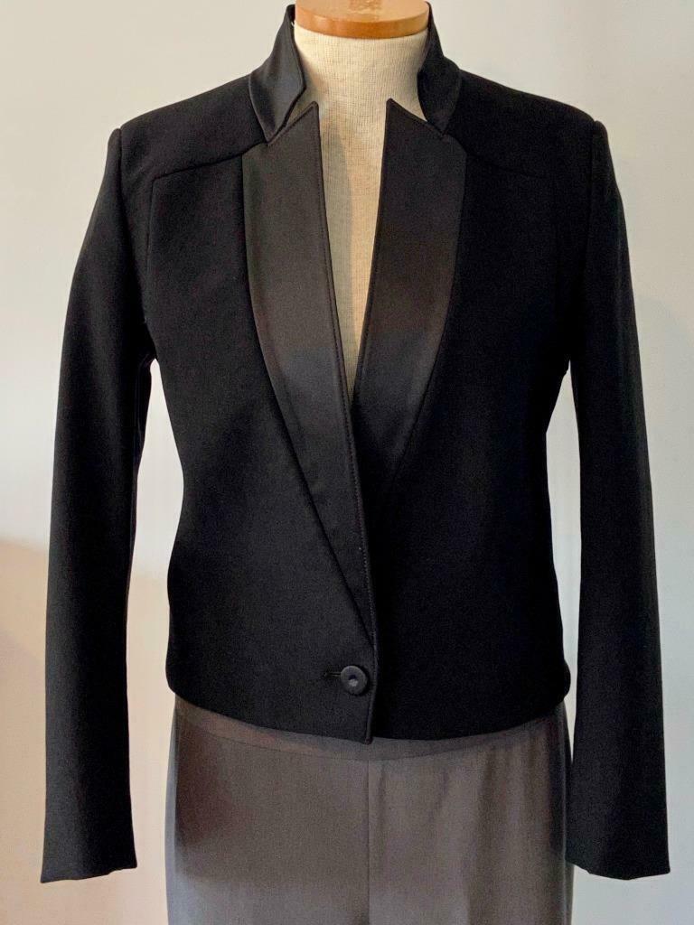 Primary image for Stella McCartney Jacket Structured Black Wool Satin Lapel One Button Blazer 42
