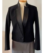 Stella McCartney Jacket Structured Black Wool Satin Lapel One Button Bla... - £132.45 GBP