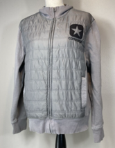 Converse Quilted Jacket with Sweatshirt Back and Sleeves Men&#39;s Medium Gray - £22.00 GBP