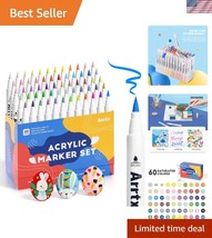 Vibrant 60-Color Brush Tip Acrylic Paint Marker Set - Non-Toxic &amp; Waterp... - $74.99