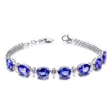 Adjustable Artificial Sapphire Charm Bracelet for Women - £10.44 GBP