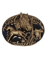 Belt Buckle Rodeo Show Horse Enameled 3D Pewter Metal Vintage Siskiyou USA - $15.34
