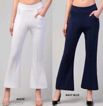 2 Trousers Women Bootcut Blue White 2 Set ​Pants Ladies Nurse Work Trousers - $25.85