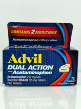 Advil Dual Action Acetaminophen and Ibuprofen Pain Reliever 72 Caplets Exp 04/26 - £12.58 GBP