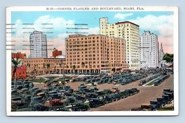 Corner Flagler and Boulevard Miami Florida FL WB Postcard K14 - £3.07 GBP