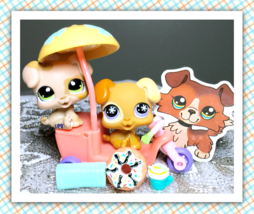 Authentic Littlest Pet Shop LPS #760 #1353 Baby Boxer Puppy Dog Accessories Set - £29.92 GBP