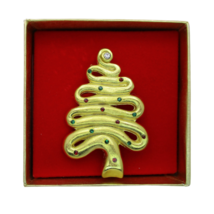 New Vintage Christmas Signed Van Dell Tree Pendant Brooch Pin Rhinestone - £30.20 GBP