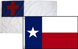 2x3 Christian Christ &amp; State Texas 2 Pack Flag Wholesale Combo 2&#39;x3&#39; Banner Grom - £7.56 GBP