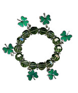 New Funky STRETCH SHAMROCK CHARM BRACELET St Patrick Irish Green Novelty... - $6.83