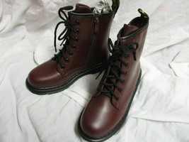 Dream Pair Fight-1K Girls Leather Lace Up Heeled Boots 7&quot;Tall Size(4) C-Burgundy - £31.96 GBP