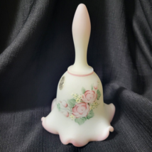 Fenton Rose Garden Burmese Satin Glass Pink Ruffled Edge Hand Painted by Johnson - $38.40