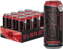 C4 Ultimate Sugar Free Pre Workout Energy Drink Fruit Punch 12 Pack - £31.55 GBP