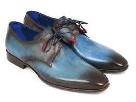 Paul Parkman Mens Shoes Derby Blue Brown Antique Burnished Handmade 326-... - $374.99