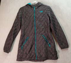 The North Face Jacket Girls Large Dark Gray Nylon Long Sleeve Hooded Ful... - £28.19 GBP